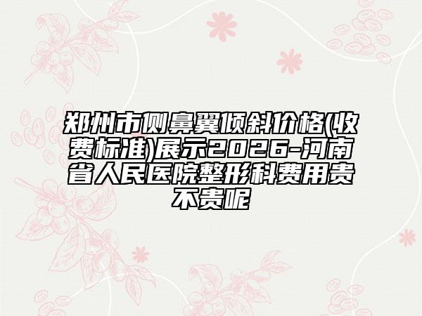 郑州市侧鼻翼倾斜价格(收费标准)展示2026-河南省人民医院整形科费用贵不贵呢