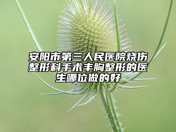安阳市第三人民医院烧伤整形科手术丰胸整形的医生哪位做的好