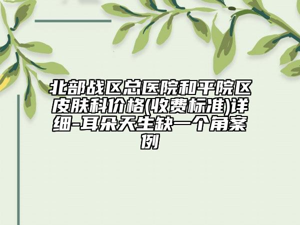 北部战区总医院和平院区皮肤科价格(收费标准)详细-耳朵天生缺一个角案例