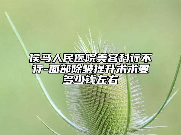 侯马人民医院美容科行不行-面部除皱提升术术要多少钱左右