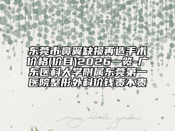 东莞市鼻翼缺损再造手术价格(价目)2026一览-广东医科大学附属东莞第一医院整形外科价钱贵不贵