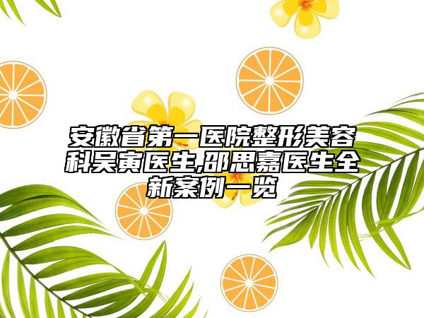 安徽省第一医院整形美容科吴寅医生,邵思嘉医生全新案例一览