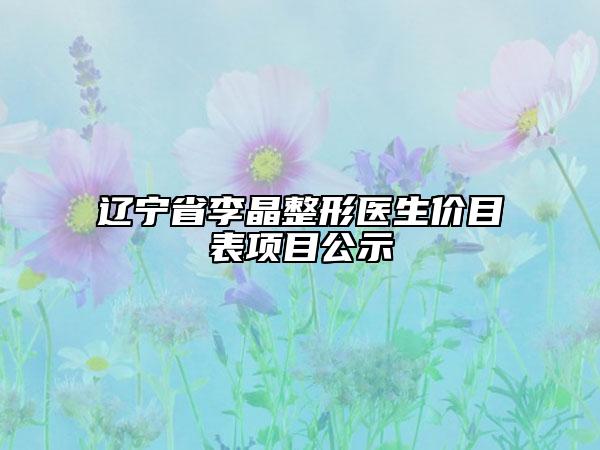 辽宁省李晶整形医生价目表项目公示