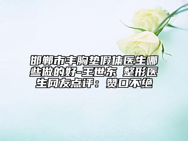 邯郸市丰胸垫假体医生哪些做的好-王世东‌整形医生网友点评：赞口不绝