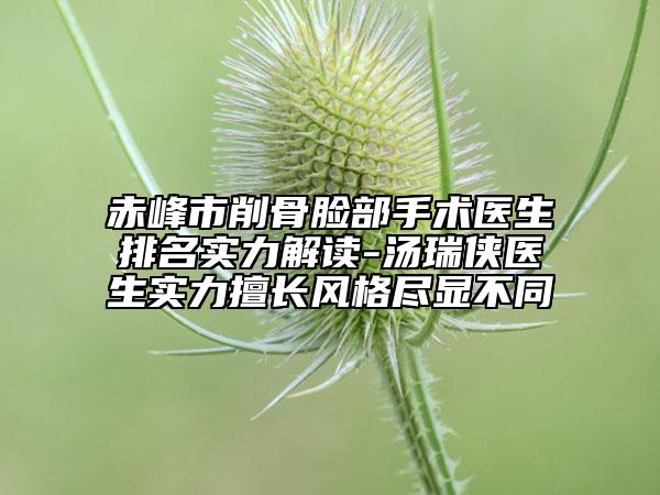 赤峰市削骨脸部手术医生排名实力解读-汤瑞侠医生实力擅长风格尽显不同