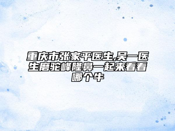 重庆市张家平医生,吴一医生磨驼峰隆鼻一起来看看哪个牛