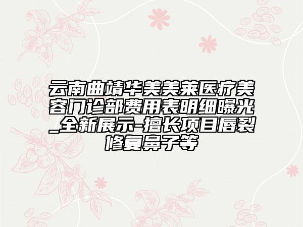云南曲靖华美美莱医疗美容门诊部费用表明细曝光_全新展示-擅长项目唇裂修复鼻子等