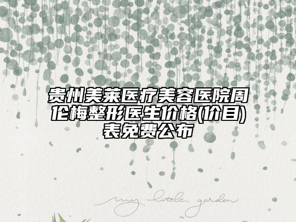 贵州美莱医疗美容医院周伦梅整形医生价格(价目)表免费公布