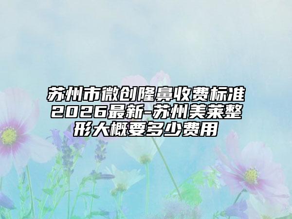 苏州市微创隆鼻收费标准2026最新-苏州美莱整形大概要多少费用
