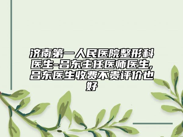 济南第一人民医院整形科医生-吕东主任医师医生,吕东医生收费不贵评价也好