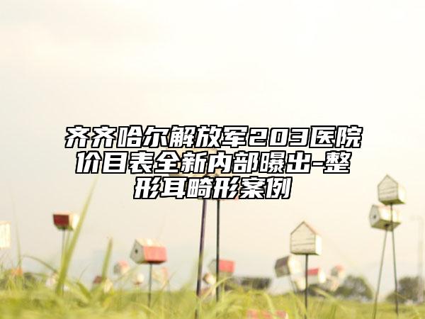 齐齐哈尔解放军203医院价目表全新内部曝出-整形耳畸形案例