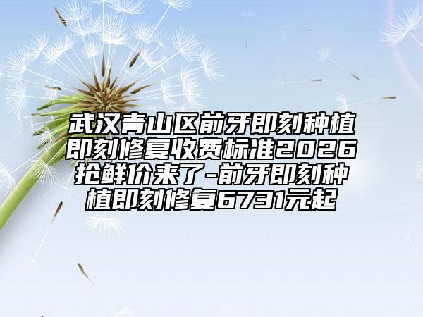 武汉青山区前牙即刻种植即刻修复收费标准2026抢鲜价来了-前牙即刻种植即刻修复6731元起