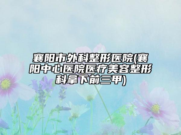 襄阳市外科整形医院(襄阳中心医院医疗美容整形科拿下前三甲)