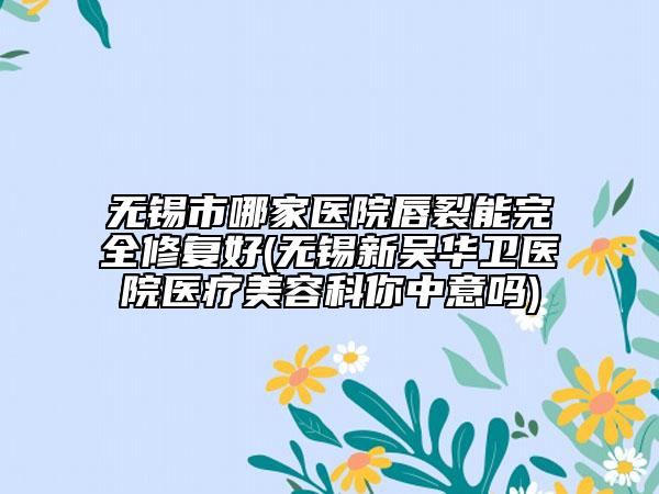 无锡市哪家医院唇裂能完全修复好(无锡新吴华卫医院医疗美容科你中意吗)