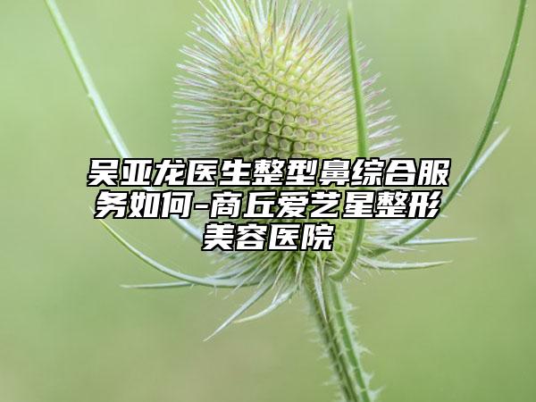 吴亚龙医生整型鼻综合服务如何-商丘爱艺星整形美容医院