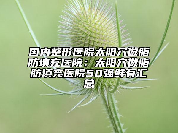 国内整形医院太阳穴做脂肪填充医院：太阳穴做脂肪填充医院50强鲜有汇总