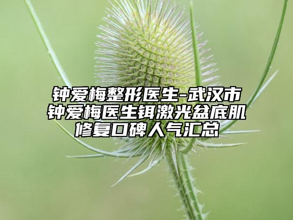 钟爱梅整形医生-武汉市钟爱梅医生铒激光盆底肌修复口碑人气汇总