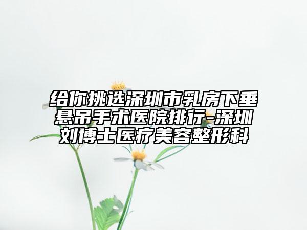 给你挑选深圳市乳房下垂悬吊手术医院排行-深圳刘博士医疗美容整形科