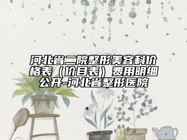 河北省二院整形美容科价格表（价目表）费用明细公开-河北省整形医院