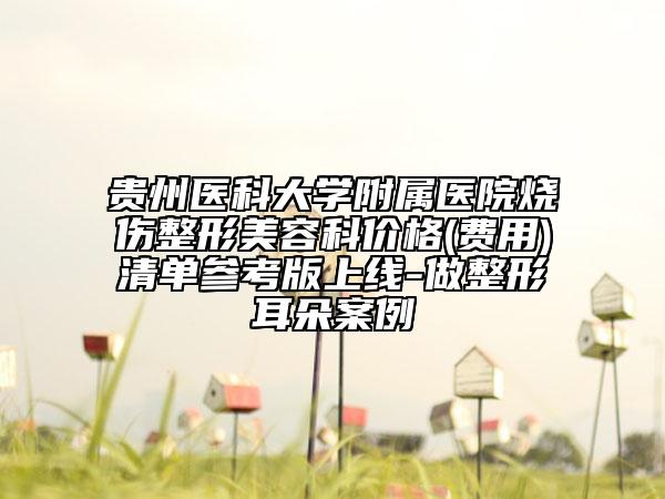 贵州医科大学附属医院烧伤整形美容科价格(费用)清单参考版上线-做整形耳朵案例