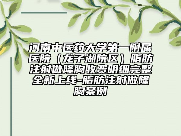 河南中医药大学第一附属医院（龙子湖院区）脂肪注射做隆胸收费明细完整全新上线-脂肪注射做隆胸案例