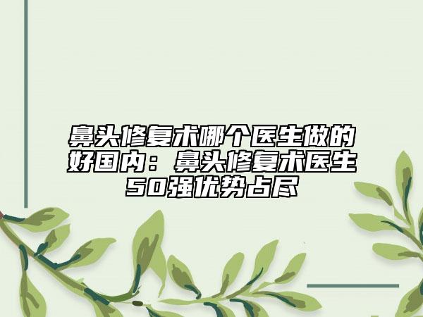 鼻头修复术哪个医生做的好国内：鼻头修复术医生50强优势占尽