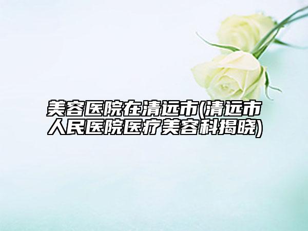 美容医院在清远市(清远市人民医院医疗美容科揭晓)
