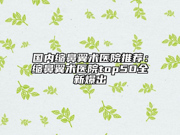 国内缩鼻翼术医院推荐：缩鼻翼术医院top50全新爆出