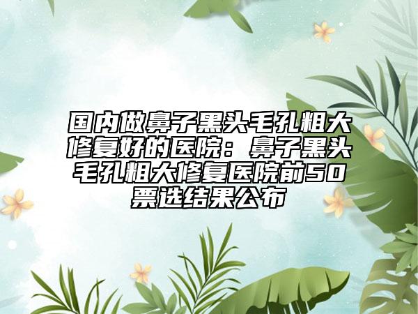 国内做鼻子黑头毛孔粗大修复好的医院：鼻子黑头毛孔粗大修复医院前50票选结果公布