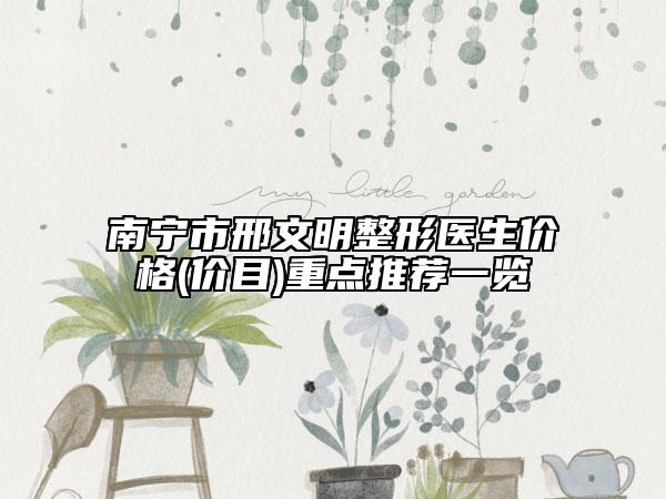 南宁市邢文明整形医生价格(价目)重点推荐一览