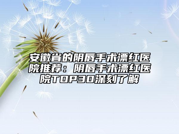 安徽省的阴唇手术漂红医院推荐：阴唇手术漂红医院TOP30深刻了解