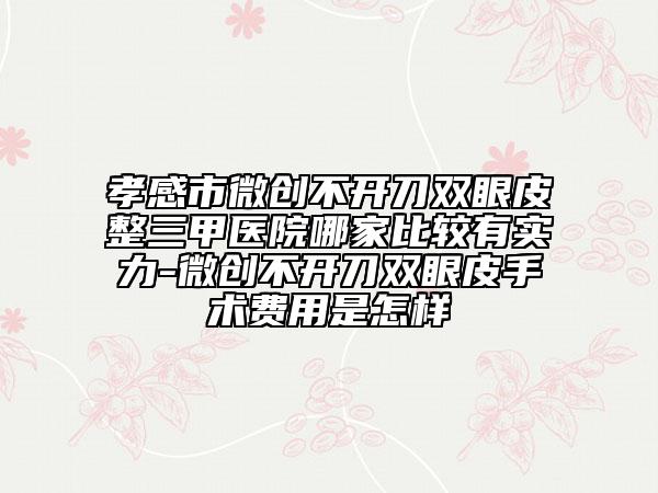 孝感市微创不开刀双眼皮整三甲医院哪家比较有实力-微创不开刀双眼皮手术费用是怎样