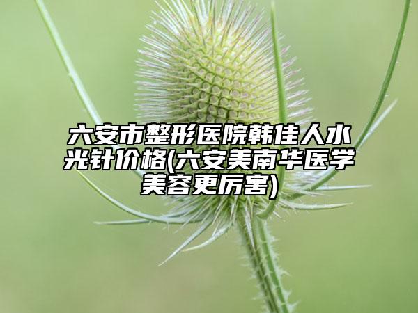 六安市整形医院韩佳人水光针价格(六安美南华医学美容更厉害)