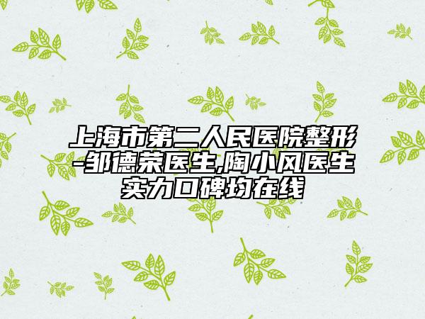 上海市第二人民医院整形-邹德荣医生,陶小风医生实力口碑均在线