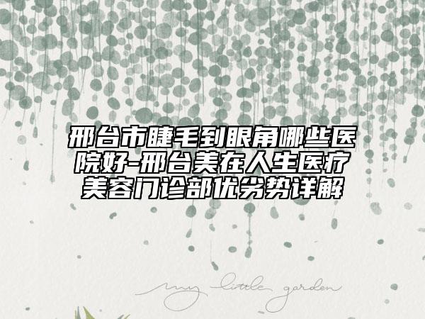 邢台市睫毛到眼角哪些医院好-邢台美在人生医疗美容门诊部优劣势详解
