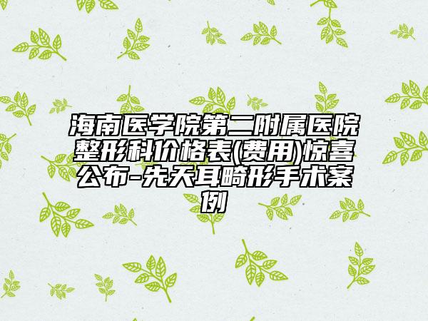 海南医学院第二附属医院整形科价格表(费用)惊喜公布-先天耳畸形手术案例