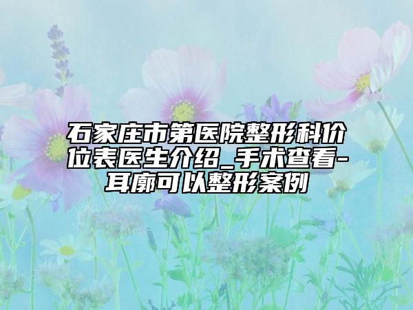 石家庄市第医院整形科价位表医生介绍_手术查看-耳廓可以整形案例