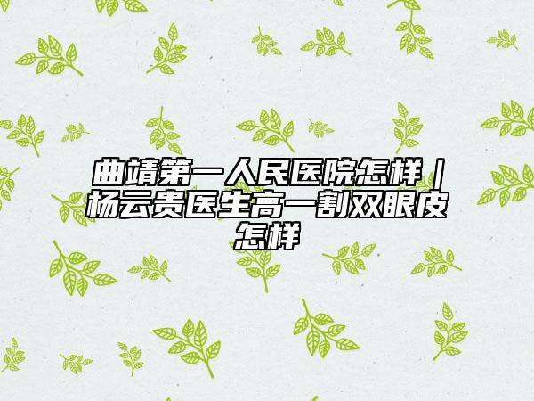 曲靖第一人民医院怎样｜杨云贵医生高一割双眼皮怎样