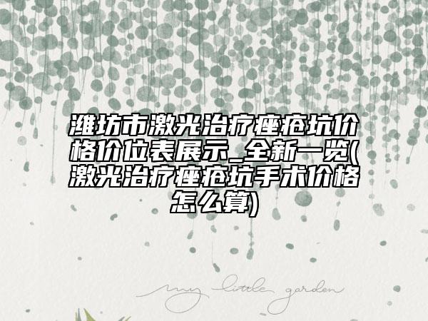 潍坊市激光治疗痤疮坑价格价位表展示_全新一览(激光治疗痤疮坑手术价格怎么算)