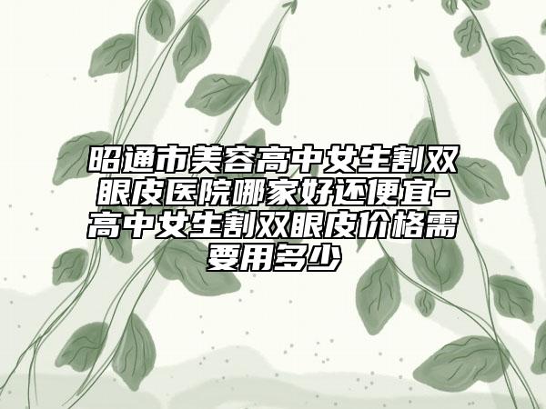 昭通市美容高中女生割双眼皮医院哪家好还便宜-高中女生割双眼皮价格需要用多少
