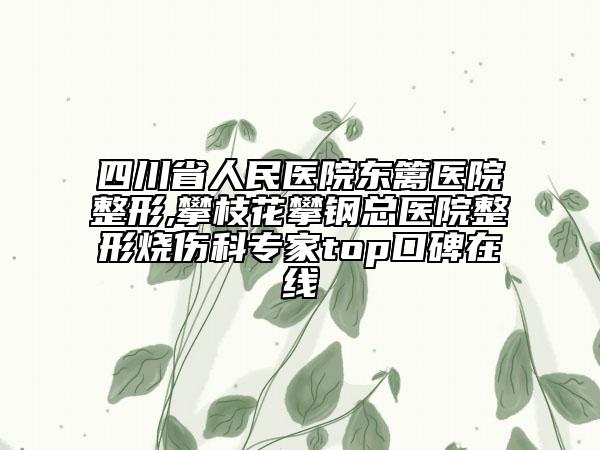 四川省人民医院东篱医院整形,攀枝花攀钢总医院整形烧伤科专家top口碑在线