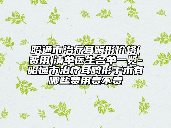 昭通市治疗耳畸形价格(费用)清单医生名单一览-昭通市治疗耳畸形手术有哪些费用贵不贵