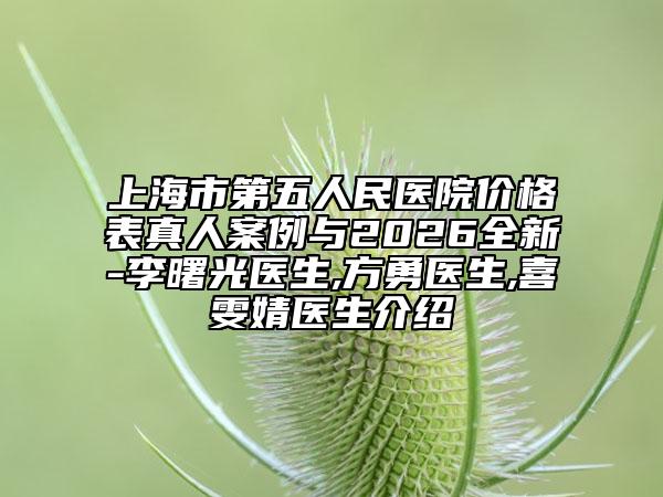 上海市第五人民医院价格表真人案例与2026全新-李曙光医生,方勇医生,喜雯婧医生介绍