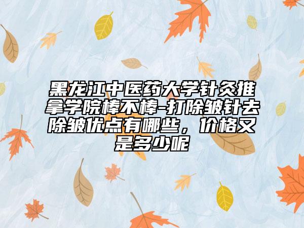 黑龙江中医药大学针灸推拿学院棒不棒-打除皱针去除皱优点有哪些，价格又是多少呢