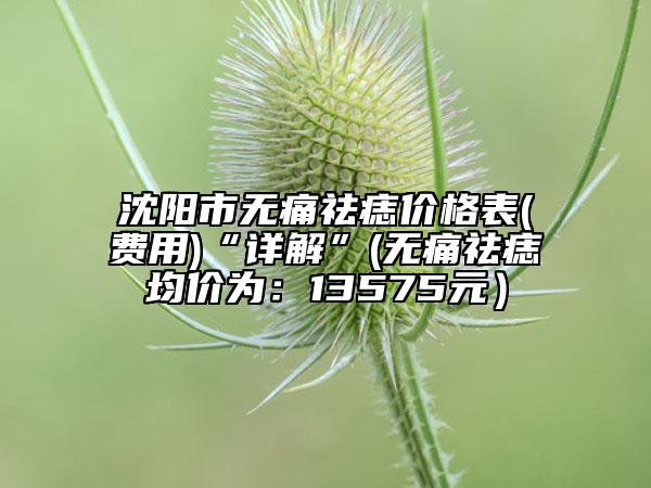 沈阳市无痛祛痣价格表(费用)“详解”(无痛祛痣均价为：13575元）