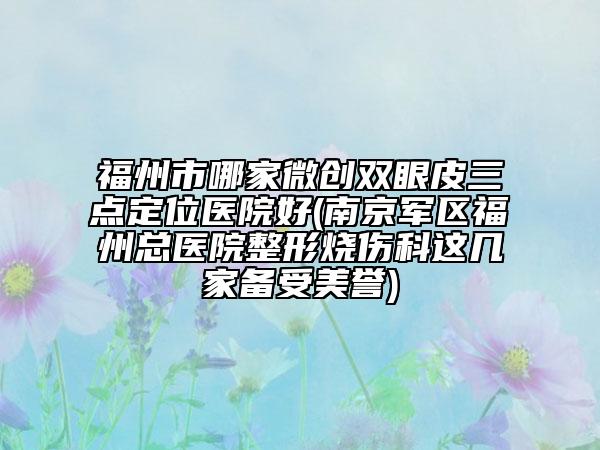 福州市哪家微创双眼皮三点定位医院好(南京军区福州总医院整形烧伤科这几家备受美誉)