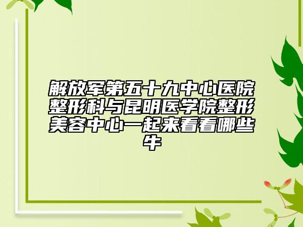 解放军第五十九中心医院整形科与昆明医学院整形美容中心一起来看看哪些牛