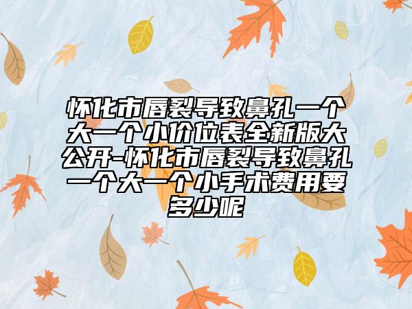 怀化市唇裂导致鼻孔一个大一个小价位表全新版大公开-怀化市唇裂导致鼻孔一个大一个小手术费用要多少呢