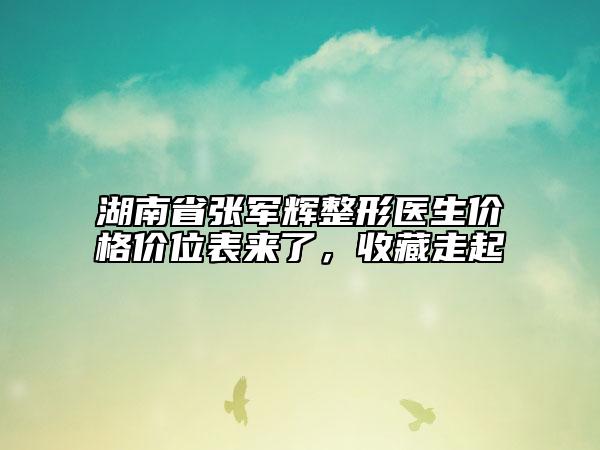 湖南省张军辉整形医生价格价位表来了，收藏走起