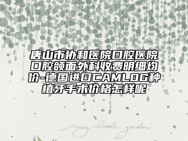 唐山市协和医院口腔医院口腔颌面外科收费明细均价-德国进口CAMLOG种植牙手术价格怎样呢